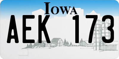 IA license plate AEK173