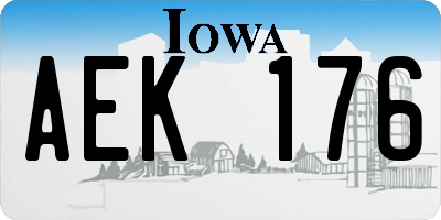 IA license plate AEK176