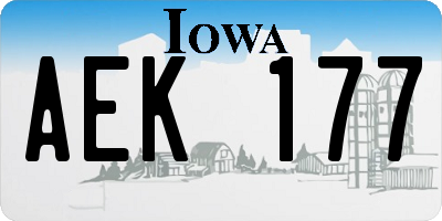 IA license plate AEK177
