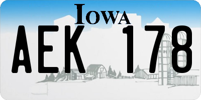 IA license plate AEK178