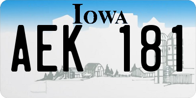 IA license plate AEK181