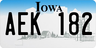 IA license plate AEK182