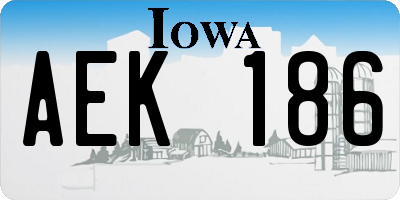 IA license plate AEK186