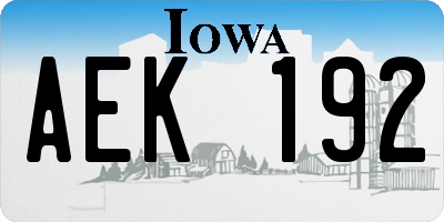 IA license plate AEK192