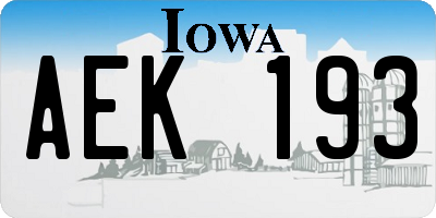 IA license plate AEK193