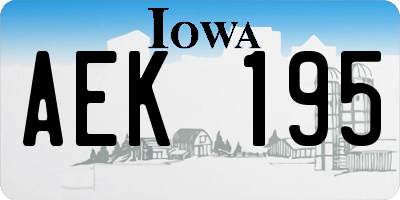 IA license plate AEK195