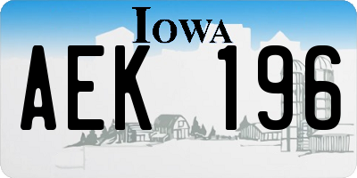 IA license plate AEK196