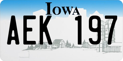 IA license plate AEK197