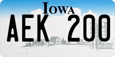 IA license plate AEK200