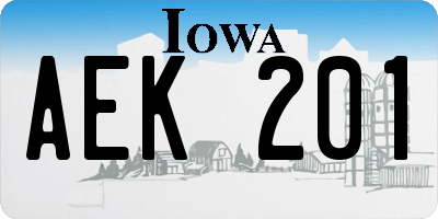 IA license plate AEK201