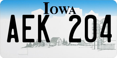 IA license plate AEK204