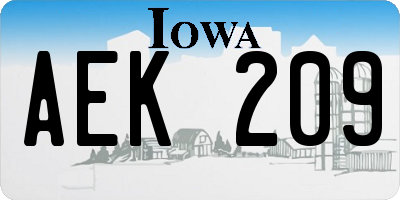 IA license plate AEK209