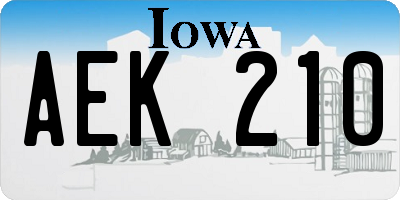 IA license plate AEK210