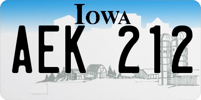 IA license plate AEK212