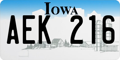 IA license plate AEK216