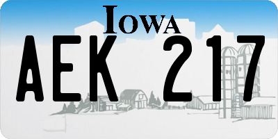 IA license plate AEK217