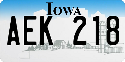 IA license plate AEK218