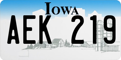 IA license plate AEK219