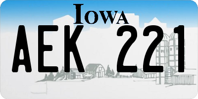 IA license plate AEK221