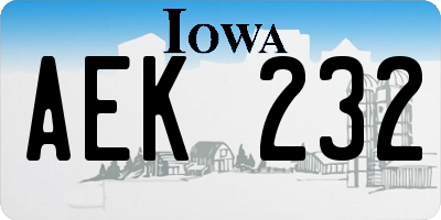 IA license plate AEK232