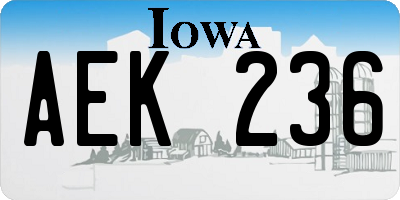 IA license plate AEK236