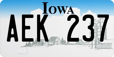 IA license plate AEK237