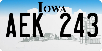 IA license plate AEK243