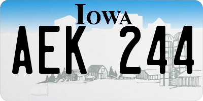 IA license plate AEK244