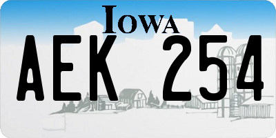 IA license plate AEK254