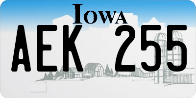 IA license plate AEK255