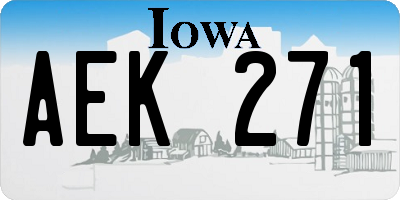 IA license plate AEK271