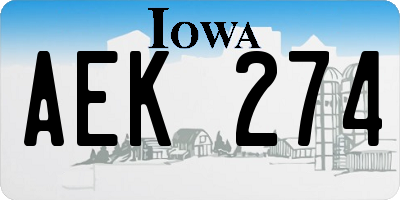 IA license plate AEK274