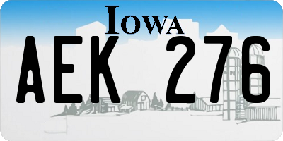 IA license plate AEK276