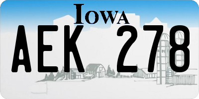 IA license plate AEK278