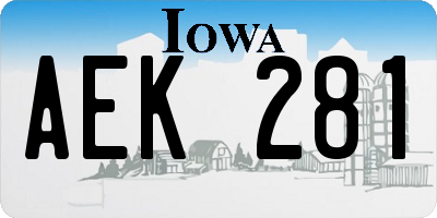 IA license plate AEK281