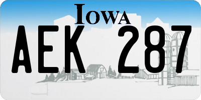 IA license plate AEK287