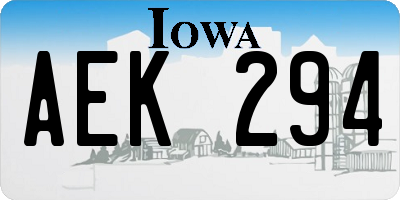 IA license plate AEK294