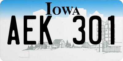 IA license plate AEK301