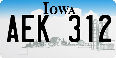 IA license plate AEK312