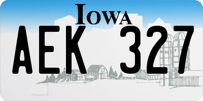 IA license plate AEK327