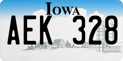 IA license plate AEK328