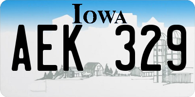 IA license plate AEK329