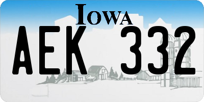 IA license plate AEK332