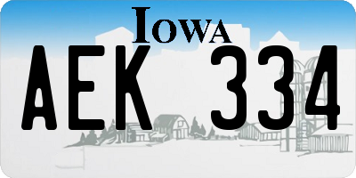 IA license plate AEK334