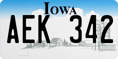 IA license plate AEK342