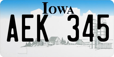 IA license plate AEK345