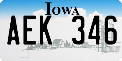 IA license plate AEK346