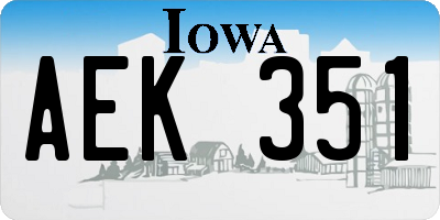 IA license plate AEK351