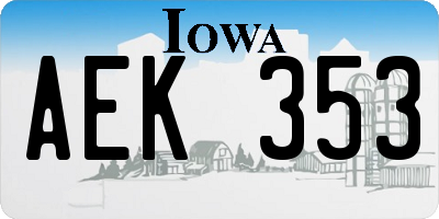 IA license plate AEK353