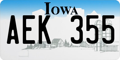 IA license plate AEK355